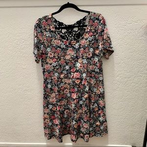 Floral skater dress with lace back